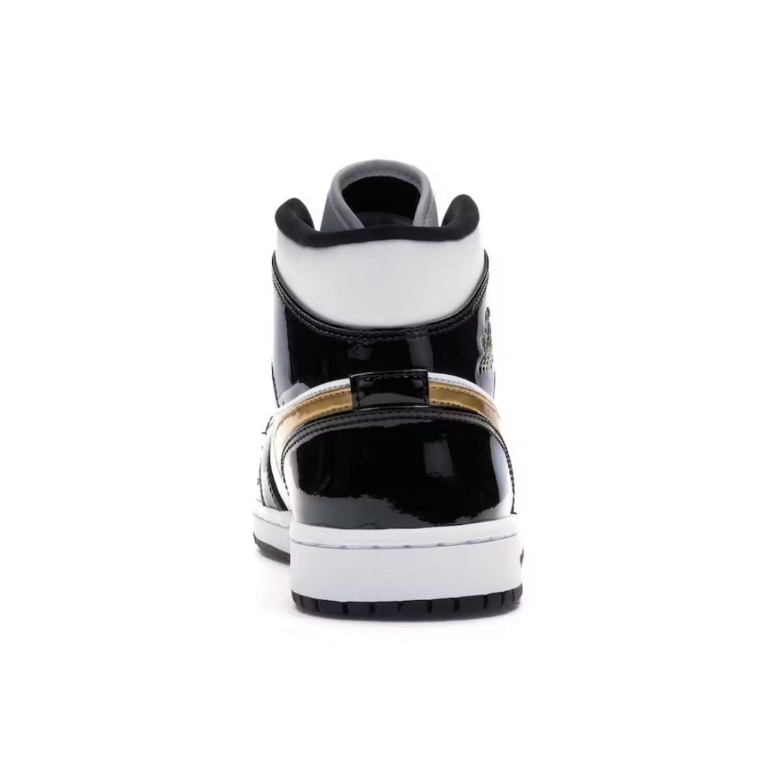 Jordan 1 Mid “Patent Black Metallic Gold”
